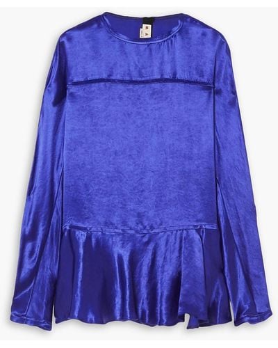 Marni Bluse aus cupro-satin mit rüschen - Blau