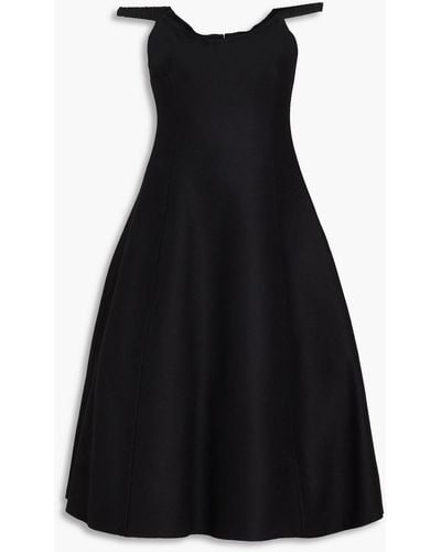Khaite Uma Off-the-shoulder Wool-blend Felt Midi Dress - Black