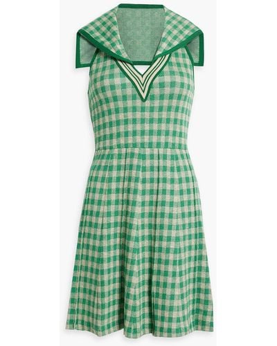 Anna Sui Kleid aus jacquard-strick mit gingham-karo - Grün