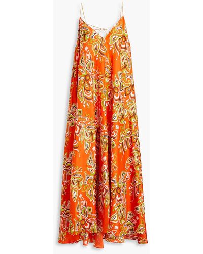 Emilio Pucci Printed Silk-voile Maxi Dress - Orange