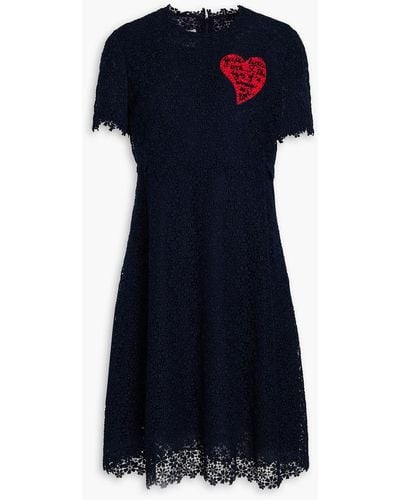 Valentino Garavani Embroidered Cotton-blend Guipure Lace Mini Dress - Blue