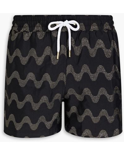 Frescobol Carioca Short-length Metallic Jacquard Swim Shorts - Black