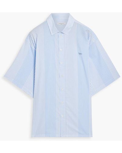 Maison Kitsuné Striped Cotton-broadcloth Shirt - Blue