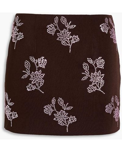 16Arlington Crystal-embellished Floral-print Jersey Mini Skirt - Brown