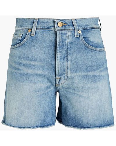 7 For All Mankind Billie Most Wanted Frayed Denim Shorts - Blue