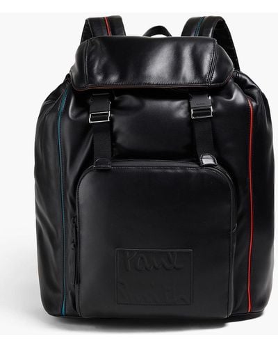 Paul Smith Embossed Leather Backpack - Black