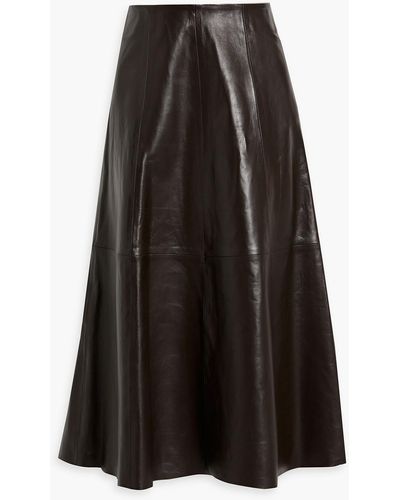 Iris & Ink Jacqueline Leather Midi Skirt - Black
