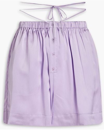 Nicholas Terra Gathered Silk-satin Shorts - Purple
