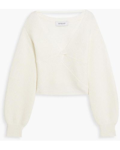 10 Crosby Derek Lam Marnie Twist-front Brushed Ribbed-knit Jumper - White