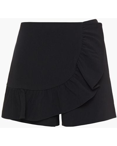 RED Valentino Wrap-effect Ruffled Crepe Shorts - Blue