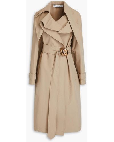 JW Anderson Belted Cotton-blend Faille Trench Coat - Natural