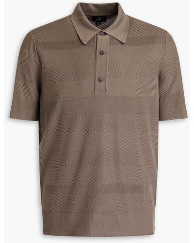 Dunhill Mulberry Silk-jacquard Polo Shirt - Brown