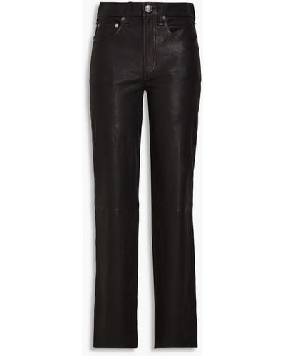 Rag & Bone Harlow Leather Straight-leg Trousers - Black