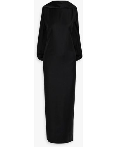 16Arlington Blair Open-back Draped Wool-blend Maxi Dress - Black