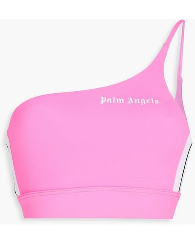 Palm Angels Logo One Shoulder Crop Top - Pink
