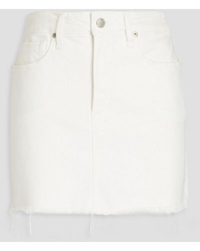 GOOD AMERICAN Good Waist Frayed Denim Mini Skirt - White