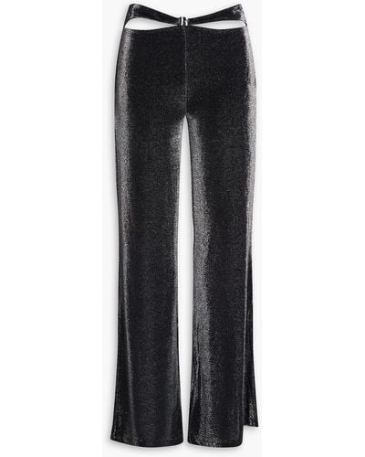ROTATE BIRGER CHRISTENSEN Adora Cutout Metallic Stretch-jersey Wide-leg Trousers - Black