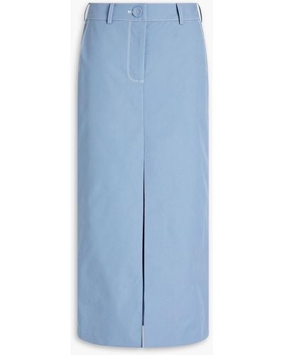 Anna Quan Cotton-blend Twill Midi Skirt - Blue