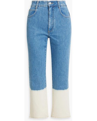 Stella McCartney Zweifarbige, hoch sitzende jeans mit geradem bein - Blau