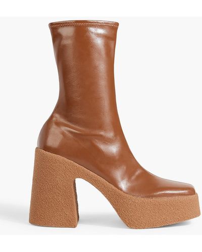 Stella McCartney Skyla Faux Stretch-leather Platform Ankle Boots - Brown