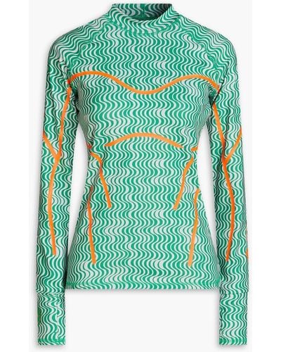 adidas By Stella McCartney Printed Stretch-cotton Jersey Top - Green