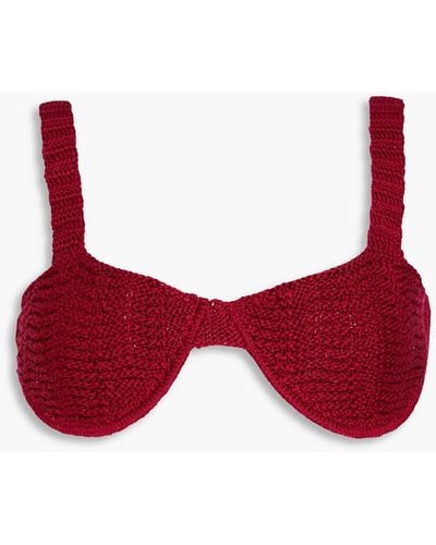 Savannah Morrow Valentina Crocheted Pima Cotton Bra Top - Red