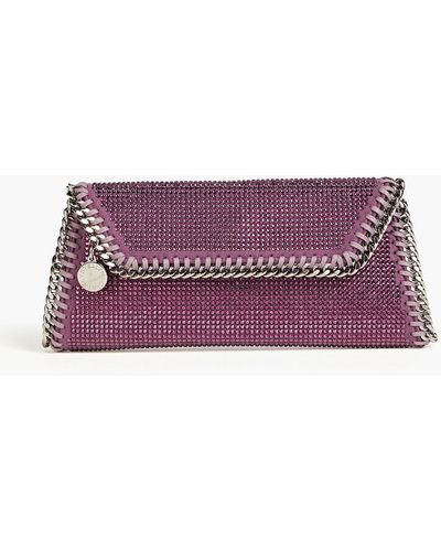 Stella McCartney Crystal-embellished Faux Brushed-leather Envelope Clutch - Purple