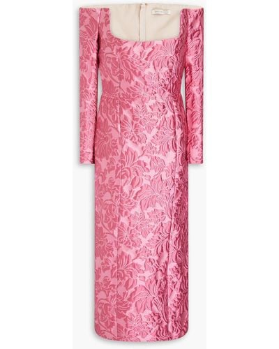 Emilia Wickstead Schulterfreies midikleid aus cloqué - Pink