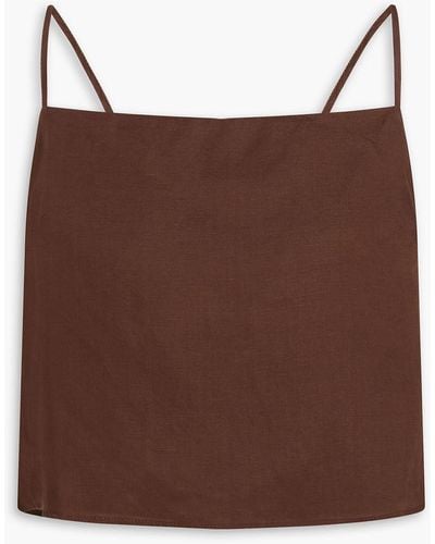 Onia Cropped Linen-blend Top - Brown