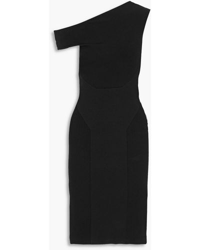 AZ FACTORY Mybody One-shoulder Stretch-knit Midi Dress - Black
