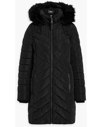 DKNY Faux Fur Trim Hooded Puffer - Black