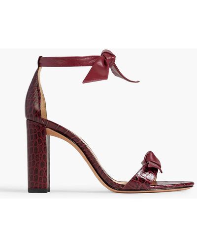 Alexandre Birman Bow-embellished Croc-effect Leather Sandals - Pink