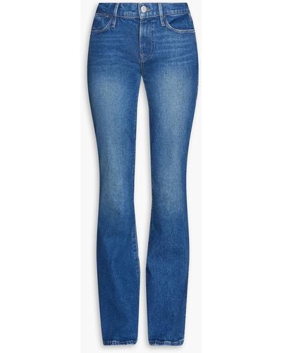 FRAME Le High Flare Faded High-rise Flared Jeans - Blue