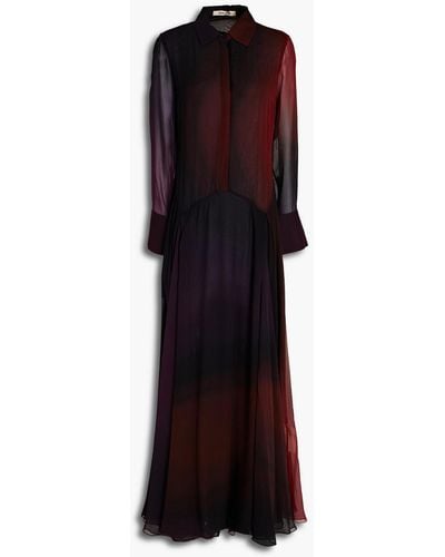 Roberto Cavalli Pleated Silk-georgette Gown - Multicolour