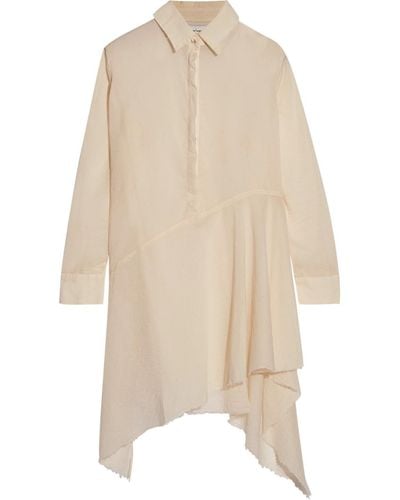 Marques'Almeida Asymmetric frayed cotton-broadcloth dress - Natur