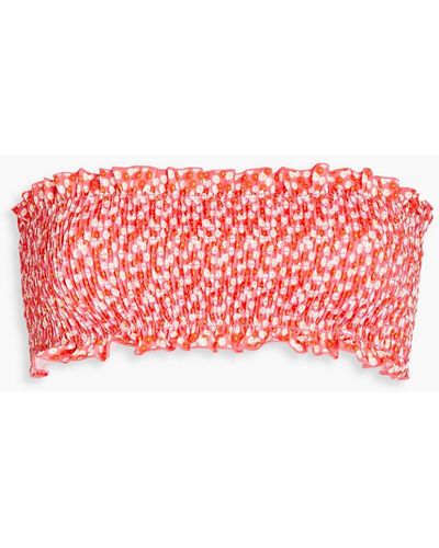 Solid & Striped Bandeau-bikini-oberteil mit floralem print und raffung - Rot
