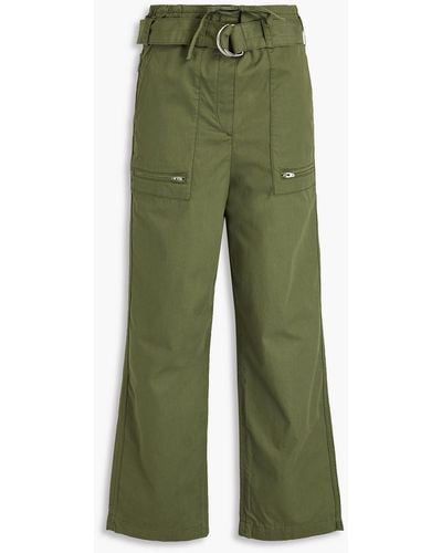 Maje Cotton-twill Straight-leg Trousers - Green