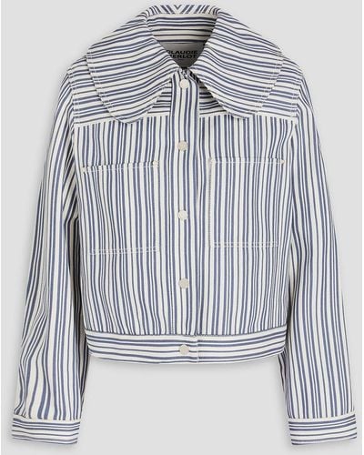 Claudie Pierlot Striped Cotton-gabardine Jacket - Blue