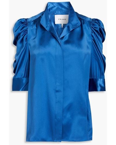 FRAME Gillian Silk-satin Shirt - Blue