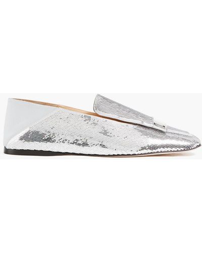 Sergio Rossi Embellished Satin Collapsible-heel Loafers - Metallic