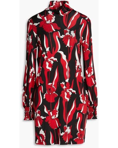 Boutique Moschino Floral-print Jersey Turtleneck Mini Dress - Red