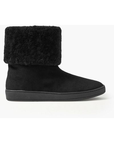 Porte & Paire Shearling Ankle Boots - Black