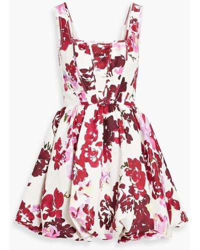 Aje. Suzette Floral-print Linen-blend Mini Dress - Red
