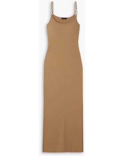 The Range Embellished Ribbed Stretch-cotton Jersey Midi Dress - Natural
