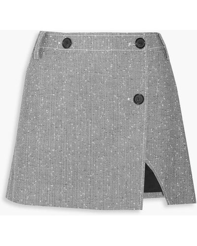 Topshop Unique Wool-blend Mini Wrap Skirt - Grey