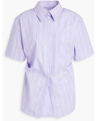 Victoria Beckham Striped Cotton-poplin Shirt - Purple