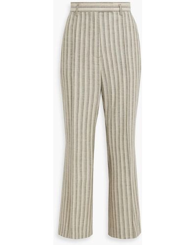 Acne Studios Striped Wool And Cotton-blend Flared Trousers - Natural