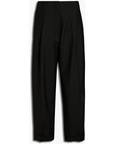 ROKSANDA Alexia Pleated Wool And Mohair-blend Tapered Pants - Black