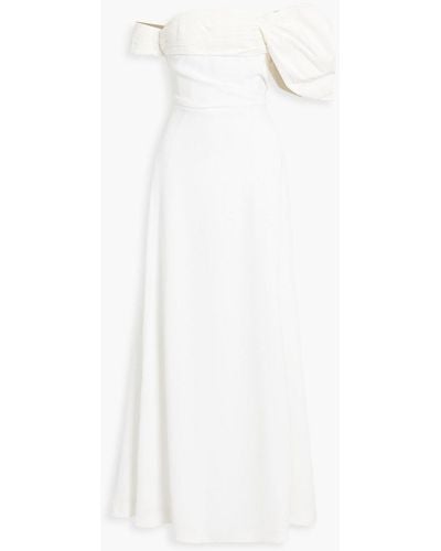Rachel Gilbert Uela Off-the-shoulder Faille-paneled Crepe Maxi Dress - White