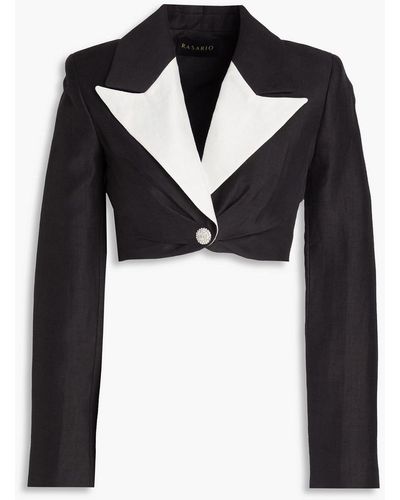 Rasario Cropped Embellished Linen-blend Jacket - Black